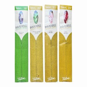 Vintage Talon Zephyr Invisible Zippers Lot 4 NOS USA 1971 Style 804-1